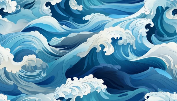 Sea waves pattern background. Waves pattern. Classic japanese waves in modern design,Blue and white lines. Element for design. Storm ocean. posters and prints Copy space