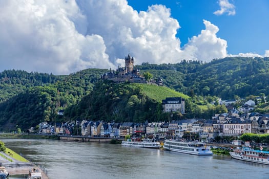 Cochem, Germany, August 2, 2023 - Cochem old town and Mosel river in Germany