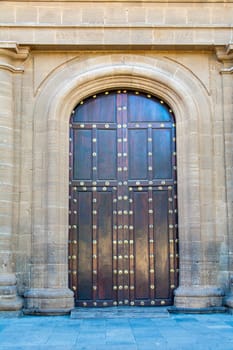 Old wooden door on a house on the Canary Island of Gran Canaria in Spain