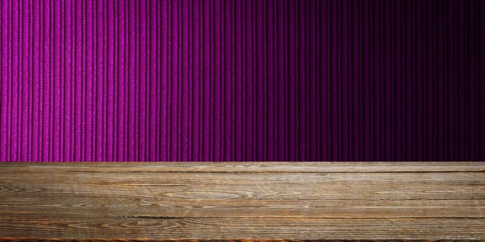 The background is blank wooden boards and a textured striped wall with gradient lighting and vignetting. For product demonstrations, free space, layout, mockup, perspective board, background board.