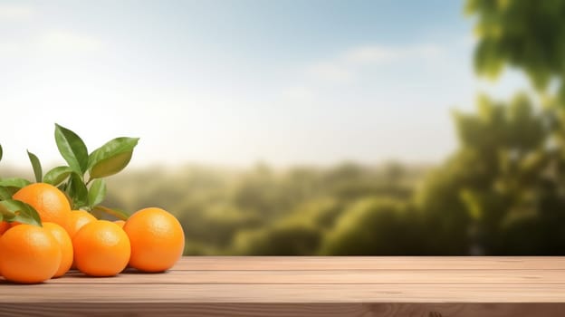 Mediterranean concept with juicy oranges and copyspace. artificial art