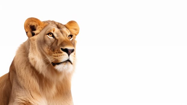 Portrait from female Lion predator isolated on white background.. artificial art