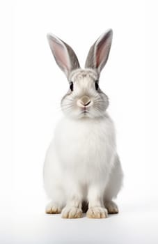 Adorable Domestic Rabbit Portrait on bright Background – Easter Celebration. artificial art