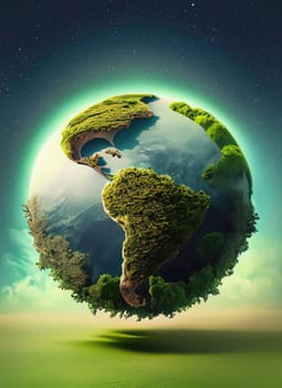 Earth day concept of a green planet. Eco world, environment and conservation