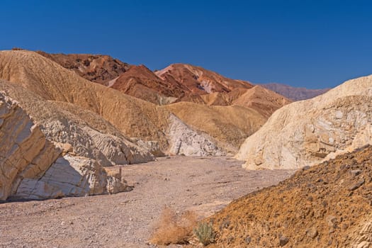 Colorful Ridges in a Desert Valley at Zabriskie Point in Death Valley National Park in California