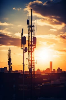 Mobile Tower installation. Cellular antenna. Radio and Television. 4G 5G and 6G nternet online generation. Mobile Tower Radiation. High speed affordable connection. Telecommunications and Wireless network. Wifi antenna.