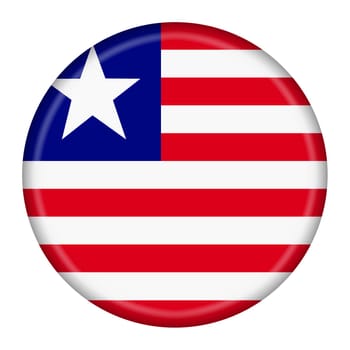 A Liberia flag button 3d illustration with clipping path