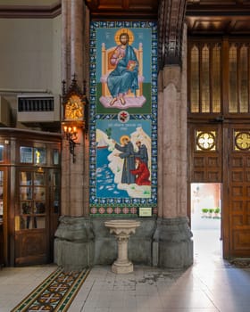 Mural at St. Anthony of Padua Church, the largest Roman Catholic church in Istanbul, located on Istiklal Street, Beyoglu district, Istanbul, Turkey