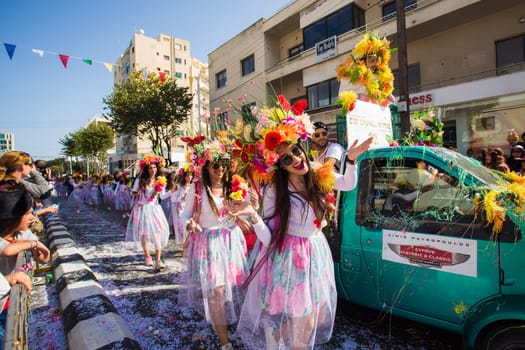 LIMASSOL, CYPRUS - FEBRUARY 22: Unidentified Carnival participants march in Cyprus Carnival Parade on FEBRUARY 22, 2015 in Limassol, Cyprus, established in 16th century