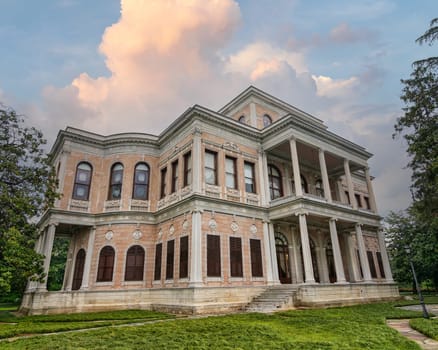 Beykoz Mecidiye Kasri, or Mecidiye Pavilion, an Ottoman palace built in 1845 to be presented to Sultan Abdulmecid by Mohamed Ali Pasha, Governor of Egypt, suited in Beykoz district, Istanbul, Turkey