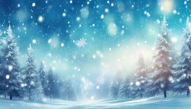 Winter holiday background with snowflakes cold winter sky with copy space, AI generated
