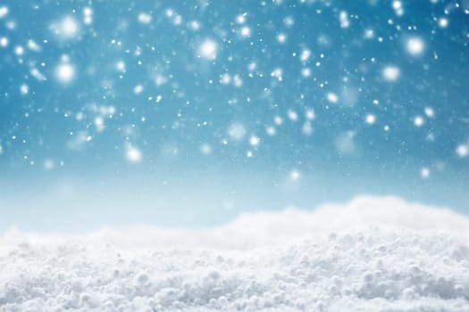 Winter holiday background with snowflakes cold winter sky with copy space, AI generated