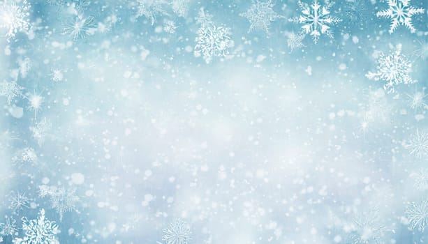 Winter holiday background with snowflakes cold winter sky with copy space, AI generated