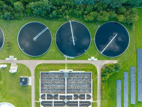 aerial view of a waste water treatment plant in the netherlands