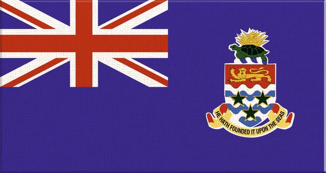 Flag of Cayman Islands. Official symbol of Cayman Islands on Fabric background. 3D illustration. Official flag of Cayman Islands. Island country