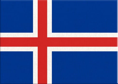 Flag of Iceland. Icelandic flag on fabric surface. Icelandic national flag on textured background. Fabric Texture. Republic of Iceland. European country