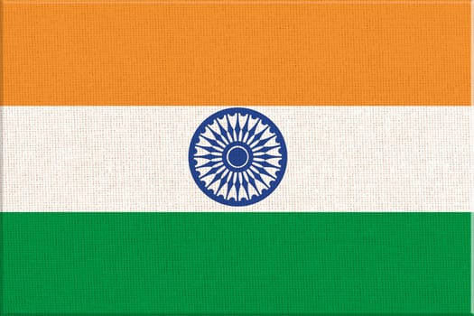 flag of India. National Indian flag on fabric surface. Indian national flag Indian national flag on textured background. Fabric Texture. Republic of India. Asian country. State symbol of India