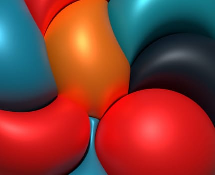 Background with circles, inflated shapes. 3d rendering illustration
