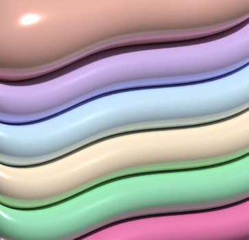 Soft inflate shiny lines, 3D rendering illustration