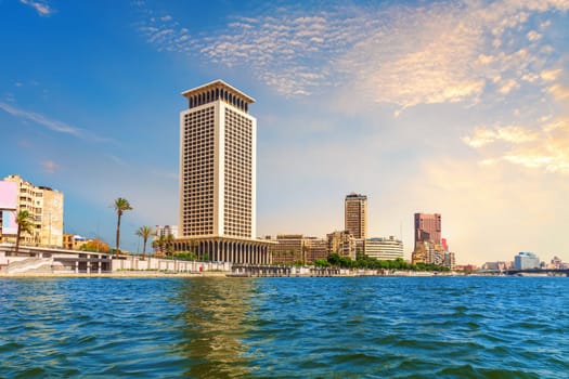 Skyscrapers on the Nile, popular modern view of Cairo, Egypt.