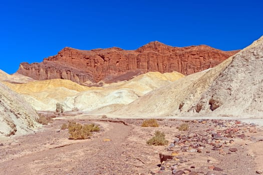 Red Cliffs Above a Desert Valley at Zabriskie Point in Death Valley National Park in California