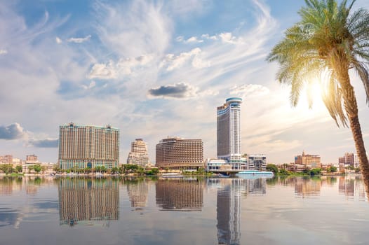 Center of Cairo on the Nile, oasis look photo of Egypt.