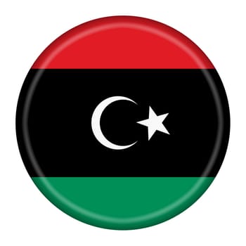 A Libya flag button 3d illustration with clipping path