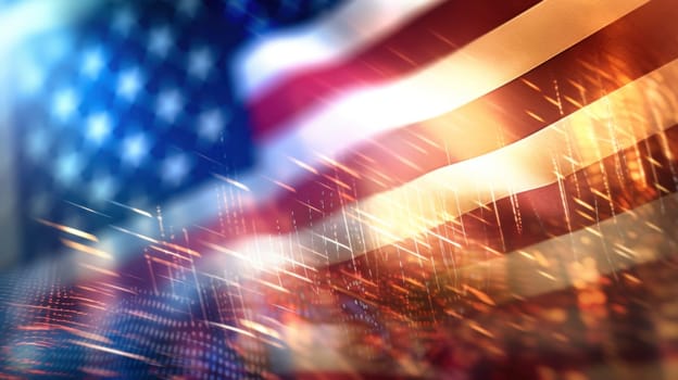 Abstract geometric hologram of USA flag, Multiple exposure .