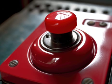 close-up of the big red button on the control panel