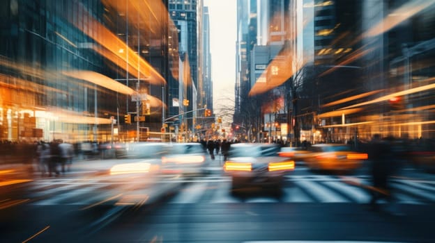 business and finance.abstract business background with buildings and people in motion. motion blur.