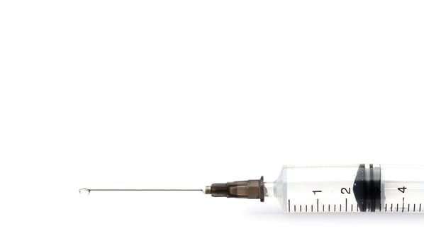 injection syringe with medicine on white background. selective focus. isolated on white background