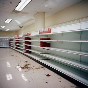 Cleared empty shelves in an empty store.