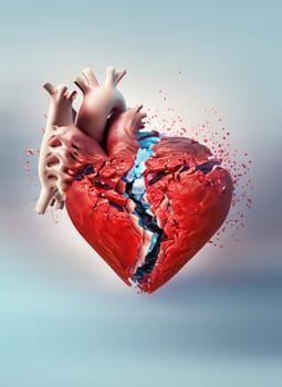 Broken heart concept. Cardiovascular attack, cardiology stroke medical problems