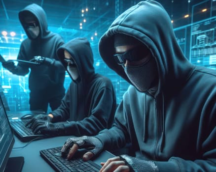 hackers trying to get into high tech secure system cybersecurity concept generative ai