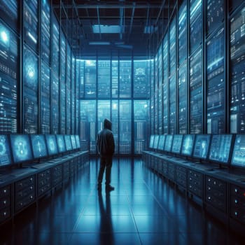 hackers trying to get into high tech secure system cybersecurity concept generative ai