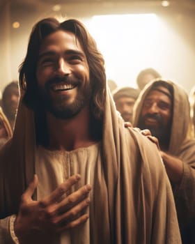 jesus christ spreading love and wisdom amongst the common people generative ai