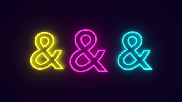 Three Neon percentage sign. Computer generated 3d render