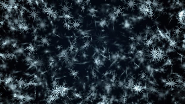 Abstract white snowflakes. Computer generated 3d render