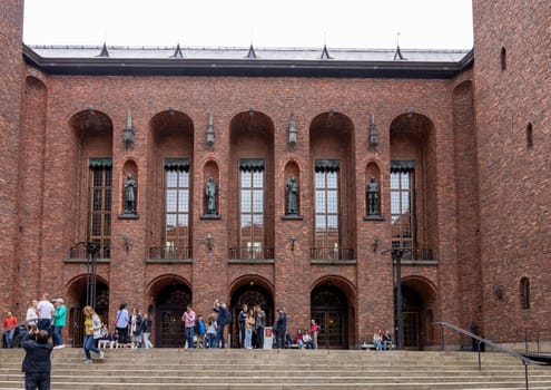 Stockholm, Sweden - July 25, 2023: Stockholm City Hall is the building of the Stockholm City Council in Sweden. It is located on Kungsholmen Island on the edge of Lake Mlar. Designed by architect Ragnar stberg