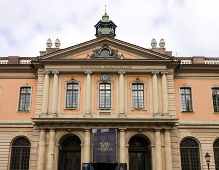 Stockholm, Sweden - July 26, 2023: Noble Prize Museum building in Stockholm, Sweden