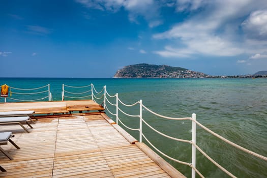 Alanya beach sidewalk in Turkey, travel landscape