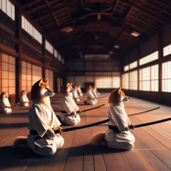 master sensei shiba inu teaches disciples the way of the dog martial arts generative ai