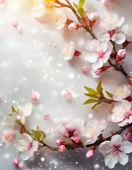 beautiful blossom flowers making a lovely soft floral background or border generative ai