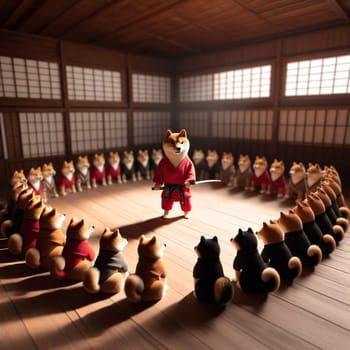 master sensei shiba inu begins to young disciples the way of the dog  martial arts generative ai
