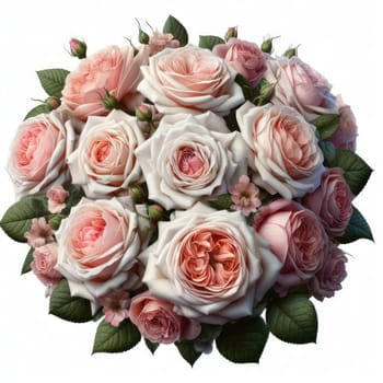 beautiful bunch of roses as a center piece bouquet on white background generative ai illustration