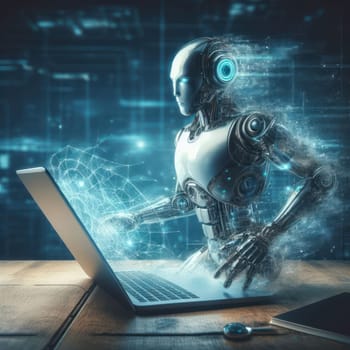 artificial intelligence humanoid robot providing assistance generative ai