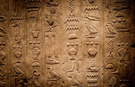 Ancient Egyptian hieroglyphics. Vintage background