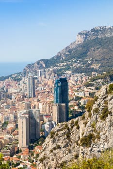 Monte Carlo - August 2022: panoramic view of the city. Monaco port and skyline.