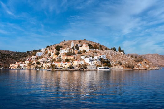 Famous and beautiful dodecanese island named symi near Rhodes island, greece