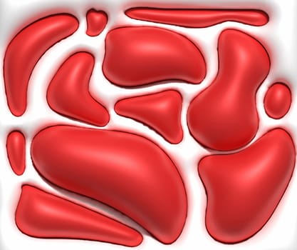 White background with red inflated figures, 3D rendering illustration